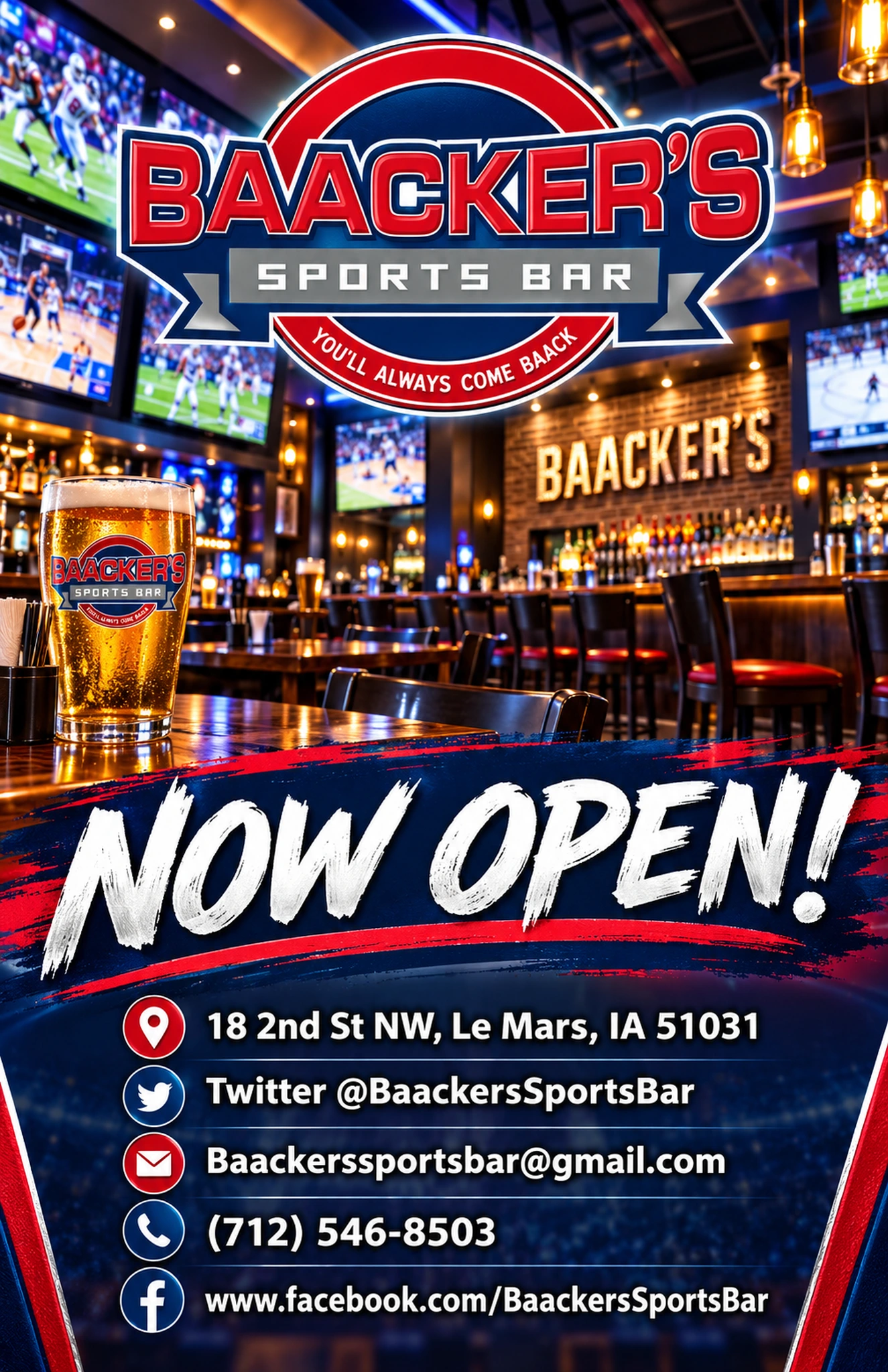 Baacker's Sports Bar advertisement